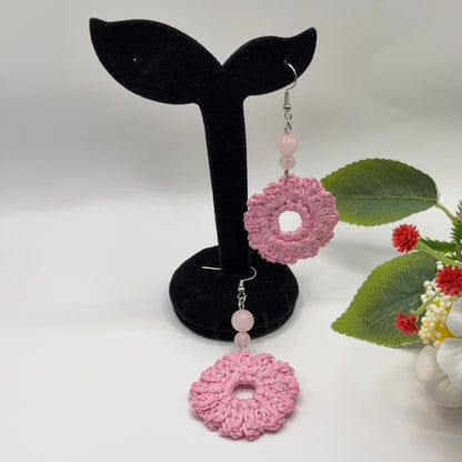 RUUSU - virkatut korvakorut puuvillalangasta