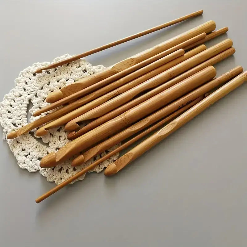 Bamboo crochet hook 12 pcs set, 3-10mm