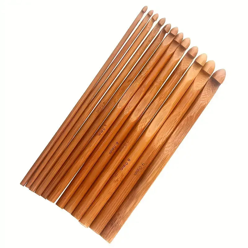 Bamboo crochet hook 12 pcs set, 3-10mm